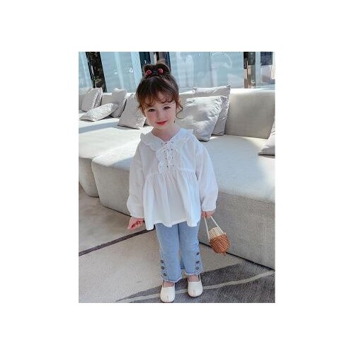 2021 Spring Or Autumn Girls' Hepburn Style Long Sleeve Lining Dress Baby Shirt