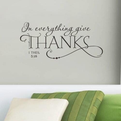 Everything Give Thanks Christian Jesus Quotes Wall Stickers Home Decor Living Room Art Vinyl Wall Decal