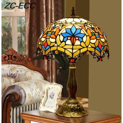 ZC-ECC European style stained glass living room bedroom restaurant bar hotel decoration bedside table lamp Free Shipping