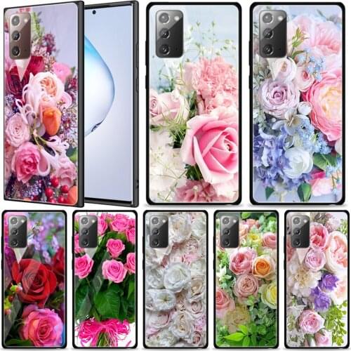 Peony Rose Flower Ball Tempered Glass For Samsung Galaxy Note 20 Ultra 10 9 8 Plus Lite A70 A50 A40 A30 A20 A10 Phone Case