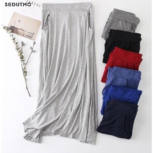 SEDUTMO 2018 Long Skirts Women Pleated Maxi Skirt High Wiast Spring Modal Black Vintage Sexy Pocket Skirt ED272