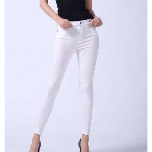 Womens Skinny Stretch Leggings Female Super Elastic Slim Casual Trousers OL Work Wear White Capris Pencil Pants For Girls