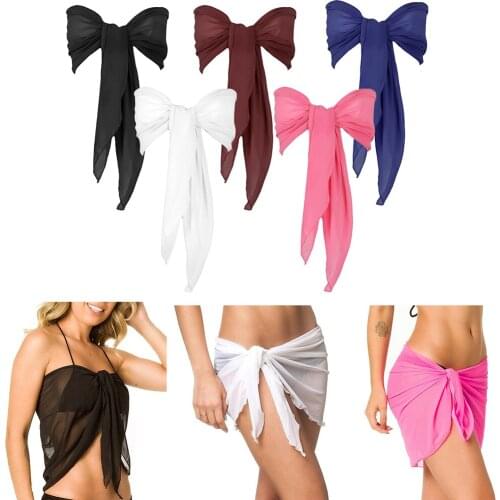 Womens Sheer Chiffon Sarong Bikini Bathing Suit Cover Up Beach Wrap Skirt