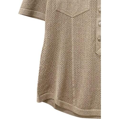 2020 Summer Ice Silk Knitted Sweater Womens Short-sleeved Hot Style Hollow Round Neck High Quality