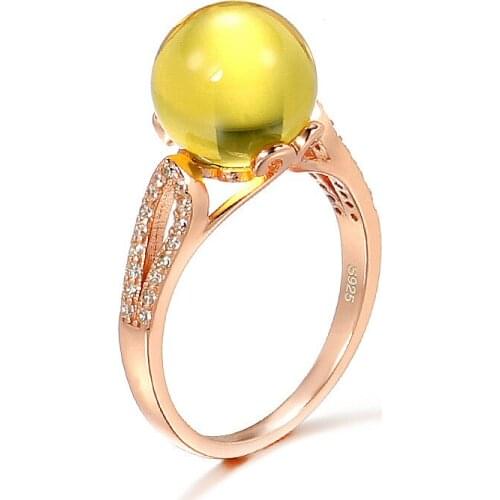 S925 Sterling Silver Womens Natural Amber Ring Simple Net Crystal Mexican Blue Amber Ring Female Opening Adjustable