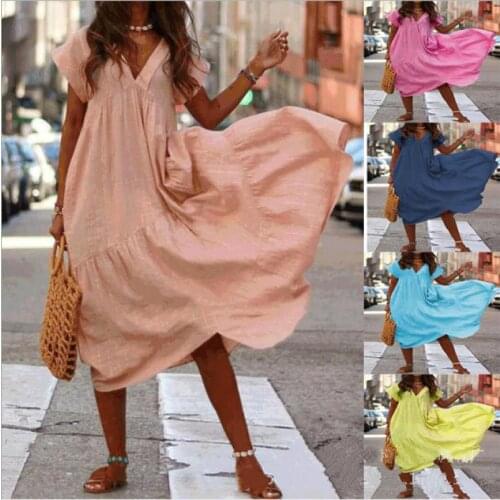2021 Summer Plus Size Womens Dress Sleeveless Casual Loose Party Long Super Long Skirt