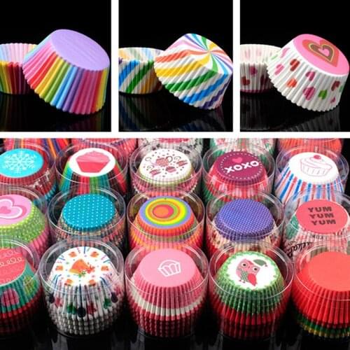 100Pcs/lot Rainbow Cupcake Paper Liners Muffin Cases Cup Cake Topper Baking Tray Kitchen Accessories Pastry Decoration Tools