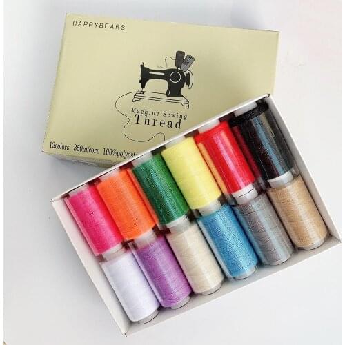 12 Colors/box 300 Meters/roll High Tenacity Cotton Machine Embroidery Sewing Threads Hand Sewing Thread Craft Patch Sewing
