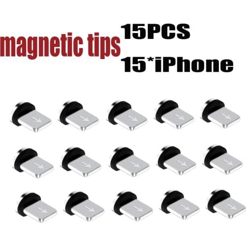 15PCS 360 Rotation Magnetic For iPhone Plug Tips For Mobile Phone Replacement Part Durable Converter Charging Cable Adapter