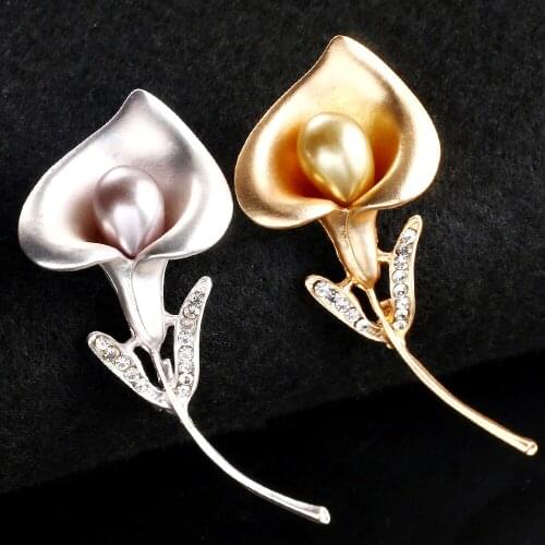2021 Fashion Jewelry Crystal Rhinestone Morning Glory Brooch Retro Alloy Imitation Pearl Collar Accessories Pin Brooch For Women
