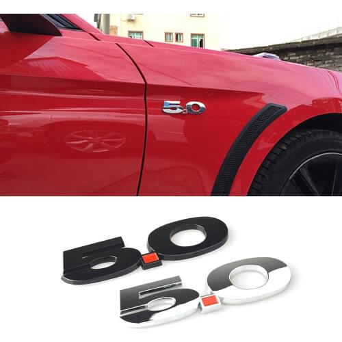 3D 5.0 Emblem Discharge Label Sided Badge Decoration for Ford Mustang Car Side Fender Trunk Body Trim Black Silvery