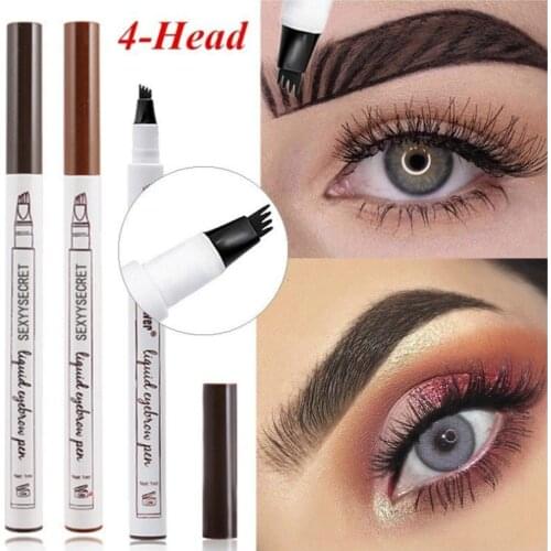4 pcs 4 Head Henna Eyebrow Marker Pencil Microblading EyeBrow Thin Pen Eyebrows Shades Makeup Cosmetics Sourcil Eyebrow Henna Tattoo Pencil Makeup Tools