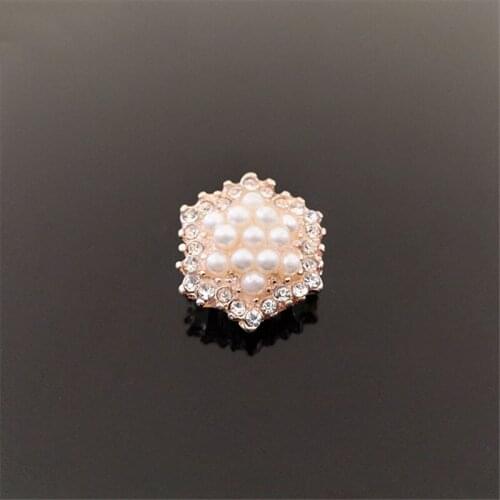 50pcs Pearl Crystal Hexagon Rhinestone Applique Flatback Buckle Button Earring Decor Wedding Invitation Dress Bag Embellishment
