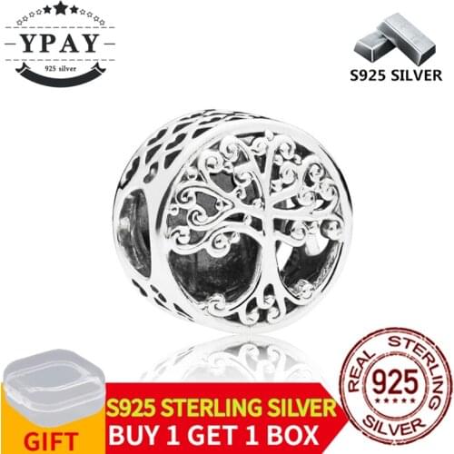 925 Sterling Silver Vintage Family Source Tree of Life Beads Fit Charms Silver 925 Original Bracelet & Bangle Mothers Day Gift