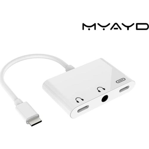 USB Type-C Audio Adapter for USB C, 3.5MM, PD Fast Charge White