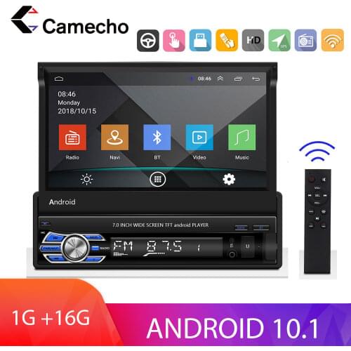 Camecho Android 10.1 Autoradio 1 Din 7'' Car Multimedia Player GPS Navigation Wifi Auto MP5 Bluetooth USB FM Rear View Camera
