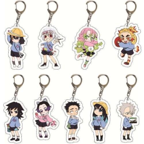 Anime Demon Slayer Keychain Acrylic Kimetsu no Yaiba Blade of Ghost Keychains Key Chain Keyring Jewelry Accessories Fans Gifts