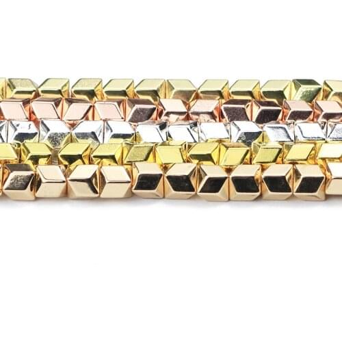 BTFBES Natural Stone Hematite geometric hexagon Stone Spacer Loose Beads for Jewelry Making Diy Bead Bracelet Necklace 15 Inches