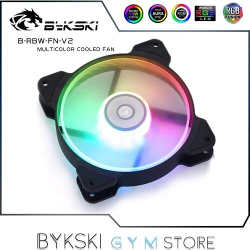 Bykski Water Cooling Fan ARGB, Large Air Volume, Silent, 64.8 CFM/1500 RPM, MB RGB SYNC 5V, B-RBW-FN-V2