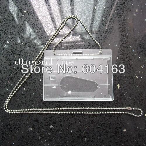 3 pcs 36" Neck Ball Chain and 3 pcs ID Card Holder Badge horizontal Business for lanyard badge reel