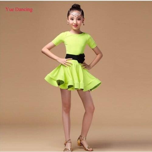 90-160cm Girls Robe Danse Latine Femme Samba/Tango Clothing Kids Salsa/Ballroom Dancewear One Piece Children Summer Dress Jurken