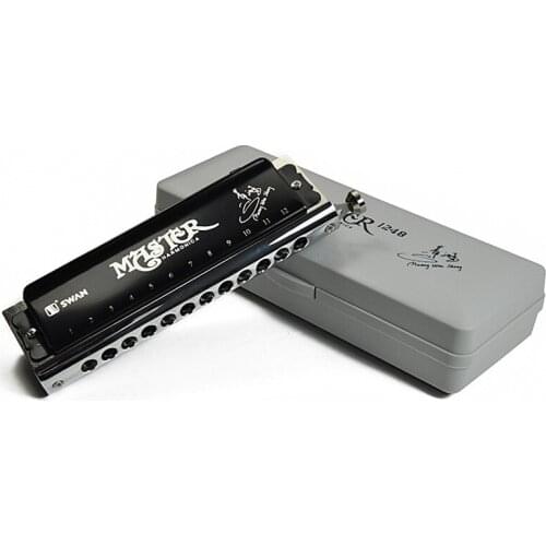 Swan Harmonica Brand Chromatic Armonica 12 Hole 48 tone Harp Black Master Instrument Harpe Swan Chromatic Harmonica 1248