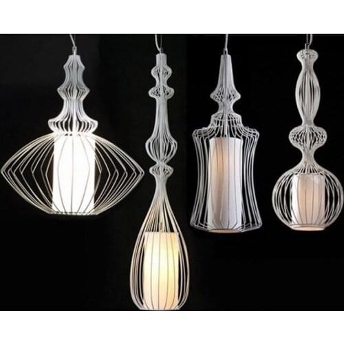 Geometric pendant lamp luminaire suspendu rope birdcage lamp bedroom Home Decoration E27 Light Fixture scandinavian light