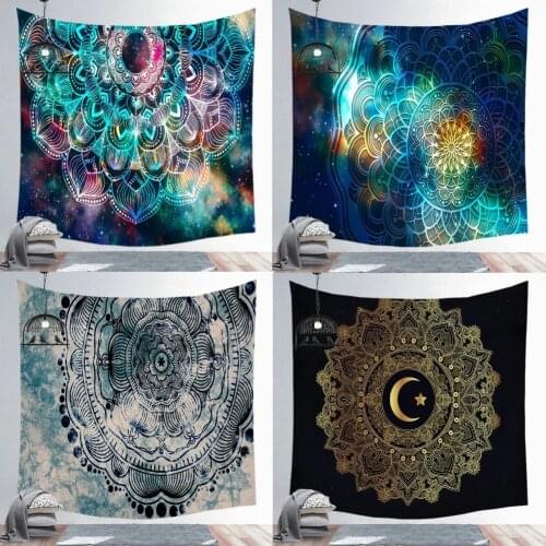 Psychedelic Mandala Wall Tapestry Mandala Moon Tapestry Wall Hanging Hippie Sun Tapestry Wall Art Decor for Bedroom Living Room