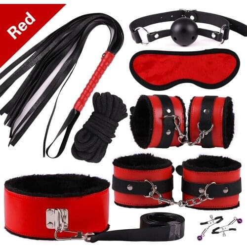 Sex Products Erotic Toys for Adults BDSM Sex Bondage Set Handcuffs Nipple Clamps Gag Whip Rope Adult Games Sex Toys For Couples