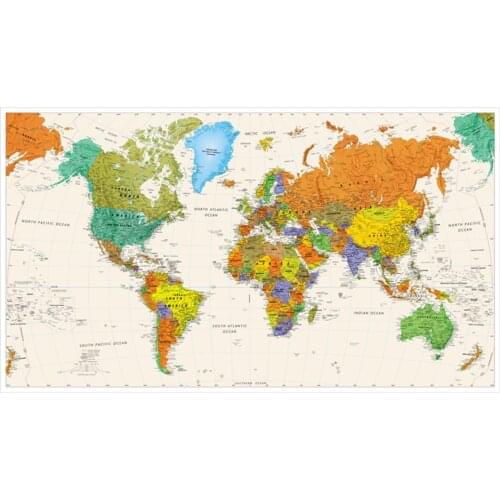 Colorful World Map Poster Size Wall Decoration Large Map of The World 100x57cm Waterproof canvas map