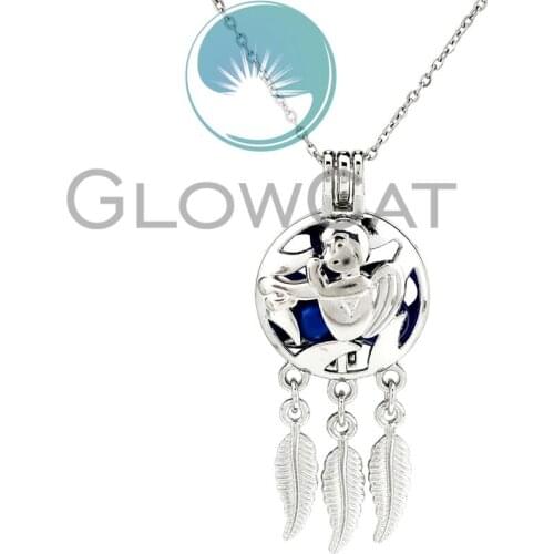 KK824 Angela Baby Dream Catcher Beads Cage Locket Pendant Perfume Essential Oil Diffuser Pearl Cage Necklace