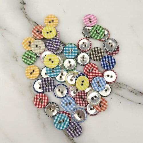 56 pcs/pack) 2 Holes Mix Colours Shape Check Cloth Buttons For Craft Sewing Scrapbook Dress Handwork DIY Home Decoration