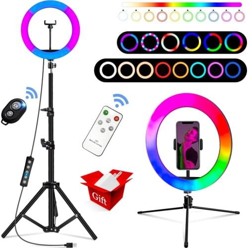 Selfie Ring Light Rgb Ringlight Ring Lamp Streaming with Tripod Video Light for Foto Makeup Artist Shooting Video Photography