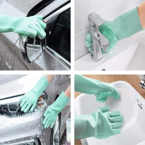 Kitchen gloves Silicone Dishwashing Gloves Eco-Friendly Scrubber Cleaning rubber gloves For Kitchen Bed Bathroom cleaning gloves