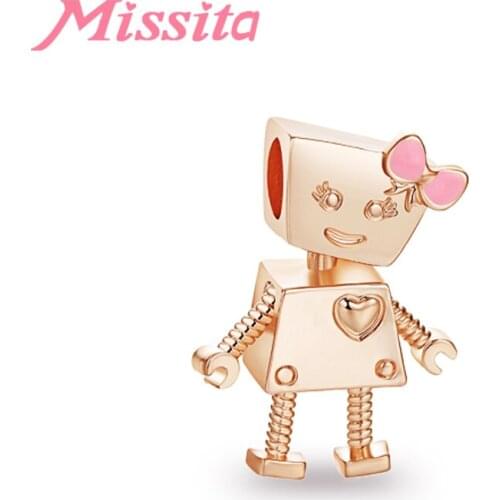 MISSITA Cute Bella Robot Beads fit Brand Charms Bracelet Necklace for Women Jewelry Making Ladies Jewelry Accessories Hot Sale