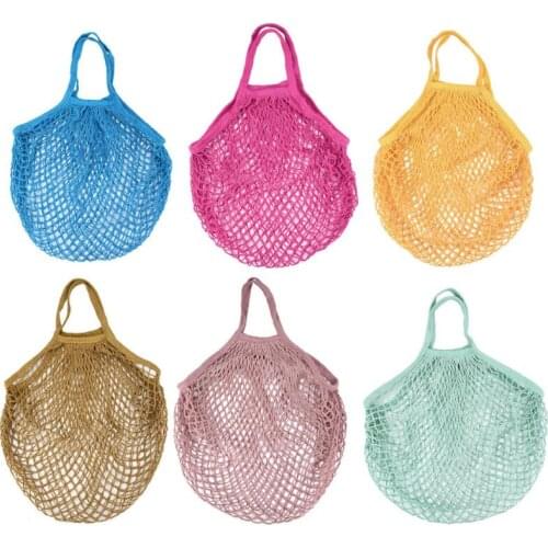 Reusable Grocery Produce Bags Cotton Mesh Net Shopping Tote Bag Kitchen Fruits Vegetables Hanging Bag LX6385