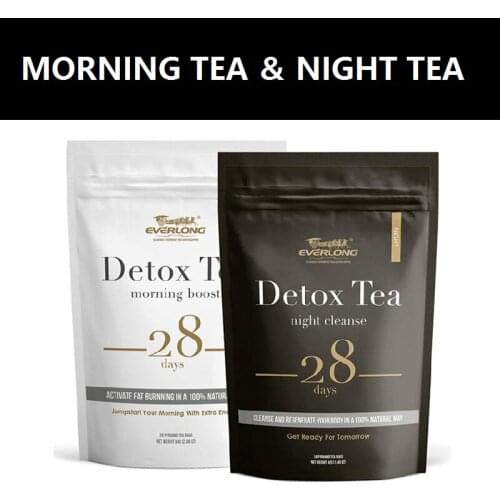 Mulittea 28 Days Night&Morning Detox Herbal Teabag Drink Clean Colon Flat Belly Fat Burner Natural Weight Loss Slimming Product