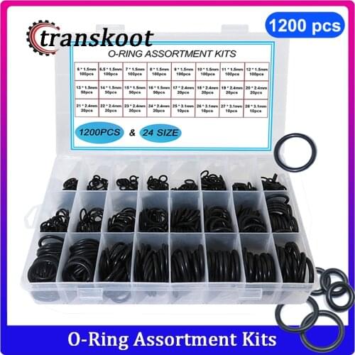 1200pcs 740pcs NBR O ring 24 Size Sealing O-Ring Nitrile Rubber Gasket Ring Assortment Ring Seal Washer Set