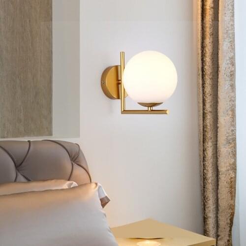 Nordic Wall Lamp Bedroom Bedside Lamp Modern Simple Corridor Stairway Wall Bathroom Mirror Headlamp Golden Lamp