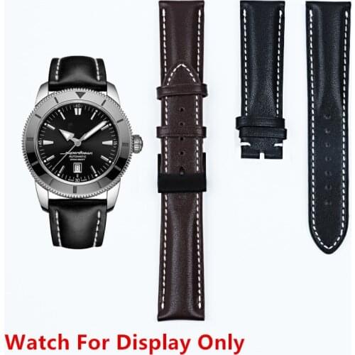 Real Genuine Flat Leather Watch Band Watchband For Breitling Strap For NAVITIMER WORLD Avenger Superocean Belt 22mm Pin Buckle