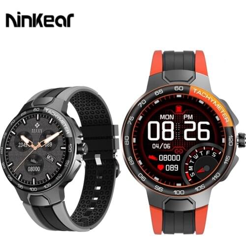 Ninkear E15 Smart Watch Mens Sports Watch 2.5D1.28 Inch Full Touch Round Screen IP68 Waterproof Mens Business Smart Watch