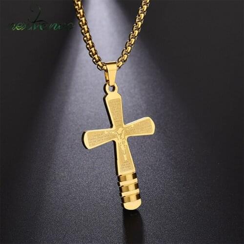 Nextvance Stainless Steel Prayer Cross Pendant Necklaces Gold Juses Scriptures Letter Necklace For Unisex Jewelry Drop Shipping