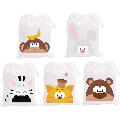 Peek-a-Boo Animals Theme Party Favor Bags Candy Bags Animal Gift Bags Kids Birthday Party Decoration Supplies Baby Shower Animal