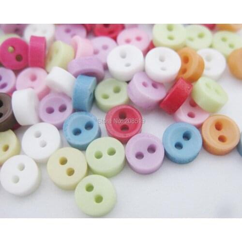 NBNOSN 6MM round multicolor resin buttons mix 1000pcs mini craft buttons DIY sewing accessories