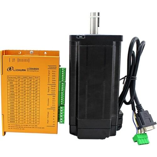 Lichuan Nema34 12N.m closed loop servo motor LC86H2160 L-156mm LCDA86H replace 2HSS86H hybrid step-servo driver CNC controller