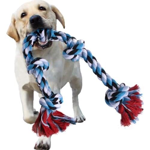 Pets Dog Toys Bite Resistant Cotton Ball Stick Knot Rope Toy Interactive Puppy Chew Teeth Cleaning Toys For Large Dogs Cats