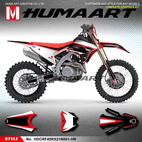 HUMAART MX Decals Personalised Stickers Vinyl Wrap Kit for CRF450R CRF450RX CRF 450R 450RX 2021 2022, Black Red