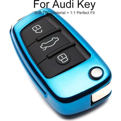 TPU Protection Car Key Cover Case Cap For Audi A2 A3 8P 8V A6 C6 4F RS3 TT MK1 A5 Q7 Q5 2018 2019 Key Chain Ring Fob Accessories