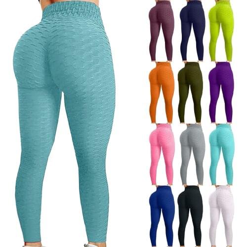 Womens Pants Bubble Hip Lifting Exercise Fitness Running Leggings High Waist Yoga Pants Sport Woman Tights Sportswear Plus Size