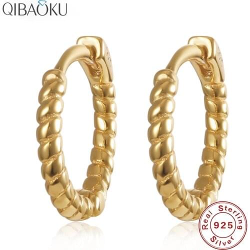 Hot Sale 925 Sterling Silver Earring Gold Color Small Circle Hoop Earrings For Women Birthday Simple Noble Jewelry Gift NO.17